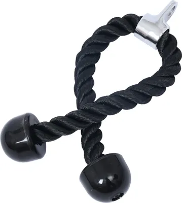 Produktbild von Koło pasowe do ćwiczeń na triceps | lina do ćwiczeń na biceps [czarna] - lina z podwójnym końcem [67,5 cm] | pomoc do podciągania - stacja obciążeniowa | akcesoria do ćwiczeń na triceps - stacja obciążeniowa fitness / budowanie mięśni na wyciągu linowym