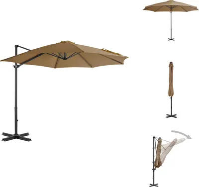 Image de vidaXL Parasol ampli avec mât en aluminium Taupe 300 cm - Parasols & ombrelles