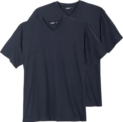 Produktbild von 2er-Pack V-Neck Basic T-Shirt Übergröße navy Adamo