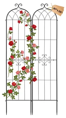 Obrázek produktu pro VEVOR Mřížka na popínavé rostliny, 220 x 52,5 cm, balení po 2 kusech, kovová opora s práškovým nástřikem a zajišťovacím mechanismem, opora pro popínavé rostliny, zahradní mřížka, mřížka na květiny, zeleninu a růže