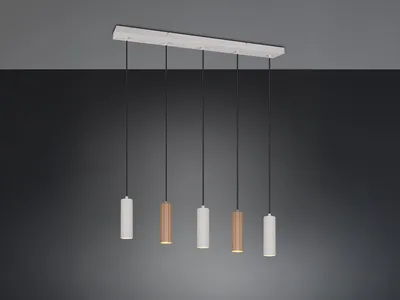 Produktbild von Große moderne LED Pendelleuchte 5-flammig Grau & Coffee, Esstischlampe hängend