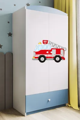 Image de Armoire à vêtements pour enfants Babydreams Armoire à portes battantes Löschzug bleue