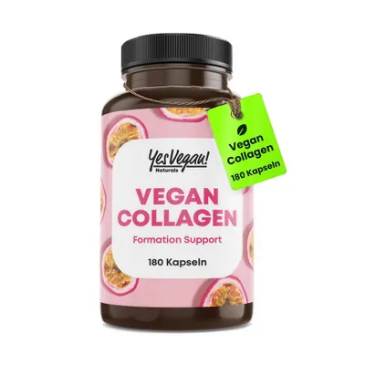 Produktbild von Vegan Collagen (180 Kapseln) mit Aminosäuren, Vitamin A C E, Biotin, Silicium, Zink - Kollagen vegan