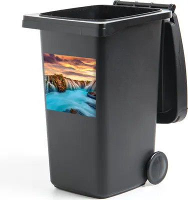 Produktbild von MuchoWow® Mülltonnenaufkleber Wasserfall - Landschaft - Wolken - Natur 40x40 cm - Abfall-Aufkleber - Container - für Abfallcontainer