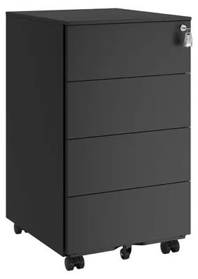 Obrázek produktu pro Mobilní úložný vozík s 4 zásuvkami – ocel – matná černá barva – rozměry 45 x 39 x 55 cm