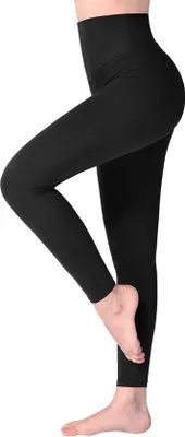 Obrázek produktu pro Unyqoos® Dámské legíny s vysokým pasem – velmi měkký materiál připomínající broskvovou kůži, neprůhledné, tvarující bříško, vhodné pro dřepy, elastické, ideální pro jógu a posilovnu, barva: černá, velikost: S/M