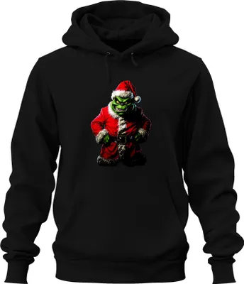Produktbild von Grinch Böser Weihnachtsmann Santa Weihnachten Horror Gruselig Uni Hoodie Kapuzenpullover, Schwarz, L