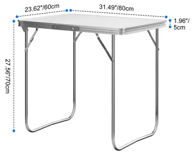 Immagine prodotto di Tavolo pieghevole da campeggio - 80 x 60 cm - Alluminio - Portatile - Ideale per picnic, giardino e barbecue - Bianco