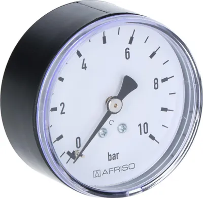 Image de Manomètre de chauffage RF 63 AX, fi 63mm, 0-10 bar, 1/4 pouce Ax, classe 2,5 horizontal (raccord vertical à l'arrière du disque)