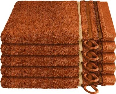 Produktbild von Schiesser Frottier Waschhandschuh Skyline Color im 5er Set | 100% Baumwolle aus nachhaltiger Produktion | saugstark, weich, farbecht | 16x22cm | Terrakotta