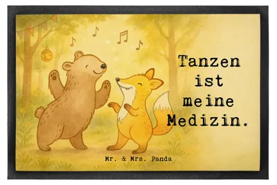 Produktbild von Mr. & Mrs. Panda Schmutzmatte Hase Tanzen Design 60 x 90 cm - Weiß - Geschenk, Gummimatte, Fussmatte, Tanzkurs, Schmutzfangteppich, abstreifer, Tanzschule, gehen
