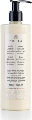 Produktbild von Prija Feuchtigkeitsspendende Hand- und Körpercreme - Angereichert mit Vitamin E und Hyaluronsäurevorstufen für lang anhaltende Feuchtigkeit und Schutz - für die tägliche Anwendung