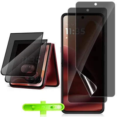 Produktbild von Schutzfolie für Motorola Razr 60 Ultra 5G, 2 + 2 Stück, Datenschutz, kratzfest, Panzerglas, weiches TPU, Displayschutzfolie, Privacy-Folie, für Motorola Razr 60 Ultra 5G