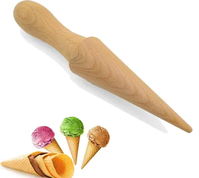Image de Rouleau cornet à gaufres fait maison - Réutilisable - Hêtre