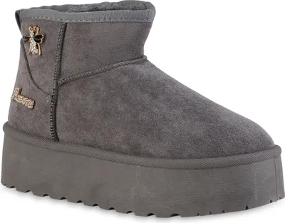 Produktbild von VAN HILL Damen Warm Gefütterte Winter Boots Stiefeletten Bequeme Schuhe 841462, Farbe: Grau, Größe: 37