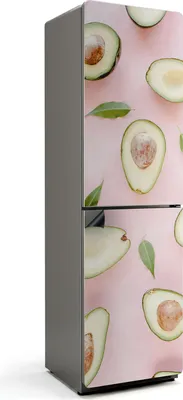 Produktbild von Avocado- und Blattmuster – Magnetische Kühlschrank Abdeckung – Dekorfolie magnetisch Küche – Kühlschrank Magnet Deko – selbstklebende Magnettafel – Magnetfolie für Kühlschranktür – 60x205 cm
