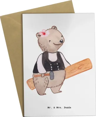 Produktbild von Mr. & Mrs. Panda Klappkarte Zimmerfrau Herz - Weiß - Geschenk, hochzeitskarten, weihnachtskarten, kommunionskarte, osterkarte, einladungskarten, Glückwunschkarte