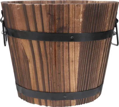 Produktbild von Holzfass Blumentopf für Kakteen und Sukkulenten - Vintage Dekotopf für Landhausstil