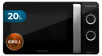 Produktbild von Cecotec 01529, Arbeitsplatte, Grill-Mikrowelle, 20 l, 700 W, Drehregler, Schwarz