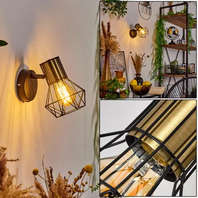 Produktbild von Pomari »Pomari« verstellbare Wandlampe aus Metall in Schwarz/Messingfarben