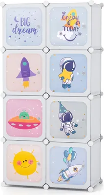 Obrázek produktu pro Dětský organizér do šatníku, 8 kostek, bílý, nastavitelný