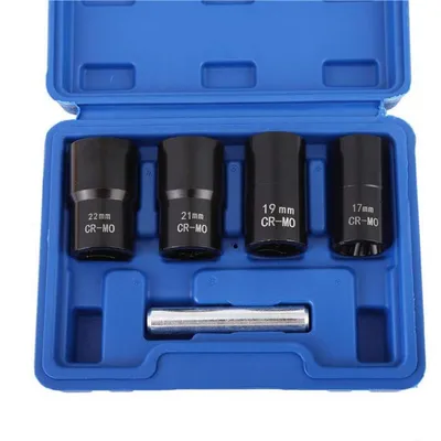 Produktbild von Schlagbuchsen-Set 1/2 Zoll Antrieb Spiralprofil 17-22mm Radmutternentferner 5-teilig 42CrMo Stahl