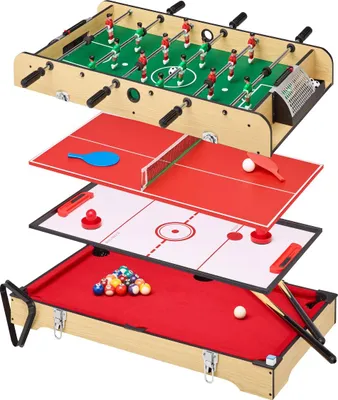 Image de KANGUI Table multi jeux 4 en 1 - Babyfoot barres télescopiques - Billard - Ping Pong - Hockey