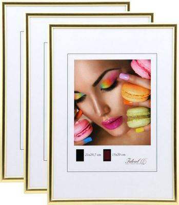 New Lifestyle Set Bilderrahmen Wanddeko Collage Poster Rahmen 2er 3er 5er Pack - Farbe: 3er Pack Gold | Format: 40x60