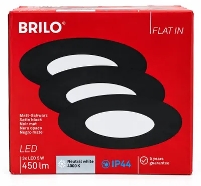 Productafbeelding van Briloner LED inbouwspots, set van 3, zwart, 3x5W, 450lm, 4000K, IP44, 3-traps dimbaar