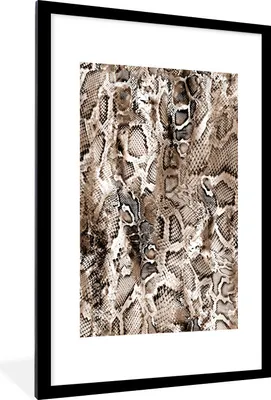 Produktbild von MuchoWow® Gerahmtes Poster Tiermuster - Schlange - Braun 60x90 cm - Poster mit Schwarzem Bilderrahmen Wandposter Rahmen Foto Bilder - Dekoration - Wandposter Wohnzimmer - Hochwertig