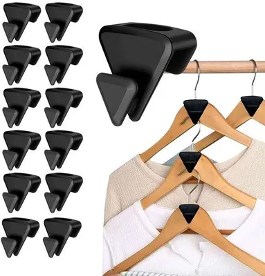 Immagine prodotto di Set di 12 ganci salvaspazio - Ganci robusti - Ganci resistenti - Ideali per organizzare gli armadi - Salvaspazio per armadi - Nero
