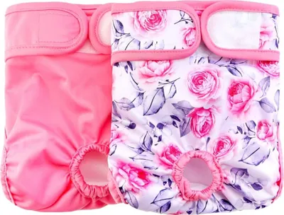 Produktbild von Wiederverwendbare weibliche Hundewindeln,  2-Pack saugfähige waschbare Haustier Windeln, langlebige und weiche Welpen Sicherheit physiologische Hose für Haustier Inkontinenz (M,Pink)