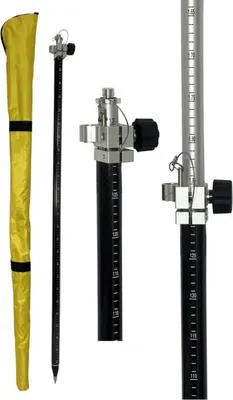 Produktbild von GPS-Karbon-Vermessungsstange 2,40m  mit Doppel-Skala (0125?cm & 1,372,40?m), mit Libelle & 5/8"-Gewinde, Prismenstange, GNSS Stäb