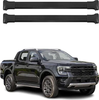 Image de Barres De Toit Transversales pour Ford Ranger 2022-2025 Alu Noir 2x