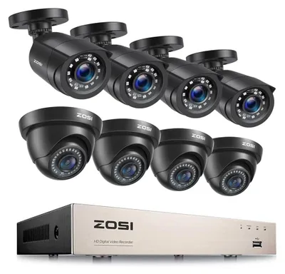 Zdjęcie produktu dla System monitoringu, zestaw do monitoringu, rozdzielczość wideo 1080p, noktowizja na podczerwień, kamera kopułkowa 4BK, 1T-b