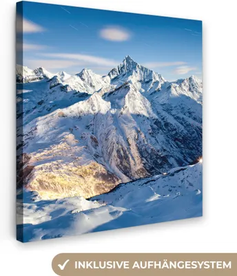 Obrázek produktu pro OneMillionCanvasses® - Obraz na plátně - Alpy - Hory - Sníh, nástěnná malba, nástěnné dekorace obrazy obývací pokoj, 90x90cm