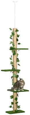 Produktbild von PawHut Kratzbaum Deckenhoch 202-242 cm für Mittelgroße Katzen Grün+Gelb