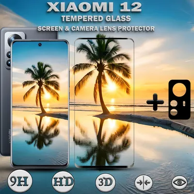 Zdjęcie produktu dla 1-pak Xiaomi 12 Szkło ochronne na ekran & 1-pak ochrona obiektywu - Szkło hartowane 9H - Super jakość 3D