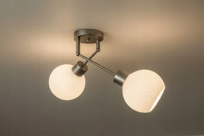 Zdjęcie produktu dla Euro-Lamp Lampa Sufitowa Orion 2 Satyna Klosz biały prążek 2X60W PRODUCENT