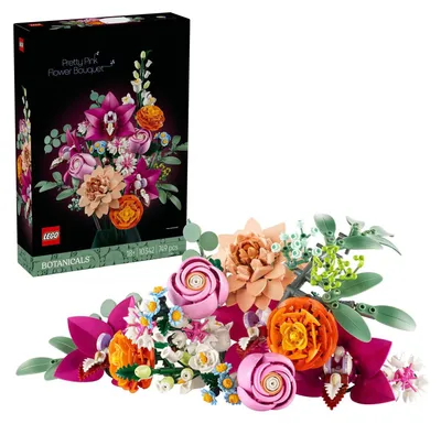 Produktbild von LEGO Botanicals Schöner Rosafarbener Blumenstrauß - Blumendeko - Bauset für Erwachsene - Dekorative Gänseblümchen, Kornblumen, Rosen und Holunderblüten zum Ausstellen - Bürodekoration 10342