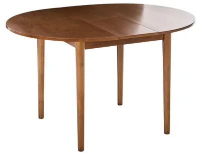 Produktbild von BELIANI Esstisch Dunkelbraun MDF Eichenfurnier Gummibaumholzgestell 107/137 x 107 cm Ausziehbare Tischplatte Rund Modern