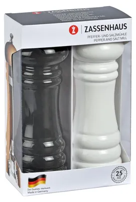 Produktbild von Zassenhaus Mühlen-Set BERLIN 18 cm schwarz/weiß 23725 4006528023725