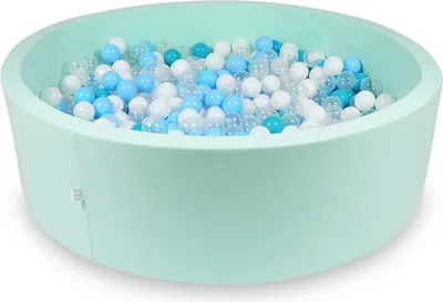 Produktbild von Bällebad 130x40cm mint – Mit 700 Bällen / türkis, weiß, transparent, babyblau