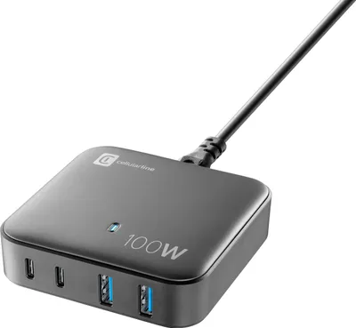 Produktbild von Cellularline MULTIPOWER MAGNUS 100W 4-Port-GaN-Netzladegerät 100W, Drinnen, AC, Schwarz