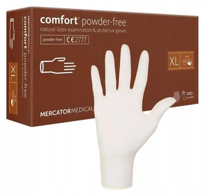 Obrázek produktu pro Jednorázové rukavice Mercator Latex Comfort® - balení 100 kusů, přírodní, bez pudru