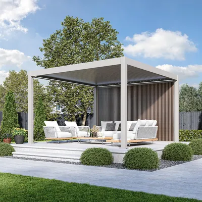 Produktbild von Weide WPC Sichtschutzwand Holzoptik Teak für Pergola