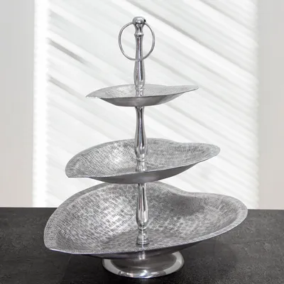 Produktbild von Etagere, 3 Etagen, Groß, Herzförmig,  Aluminium, geriffelt, Auslage