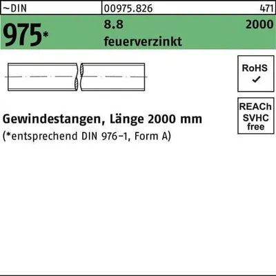 Produktbild von Gewindestange DIN 975 M 30 x 2000mm 8.8 feuerverzinkt