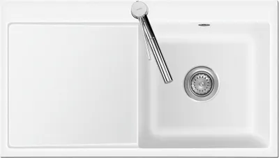 Produktbild von Spüle KeraDomo MERA 90 Polar Becken rechts mit Handbetätigung