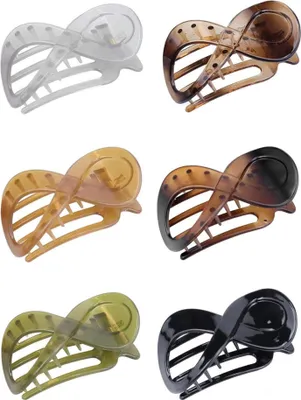 Image de Pinces à cheveux Grandes Pinces à cheveux françaises Femmes 6 Pcs Antidérapant Élégant Bijou de cheveux